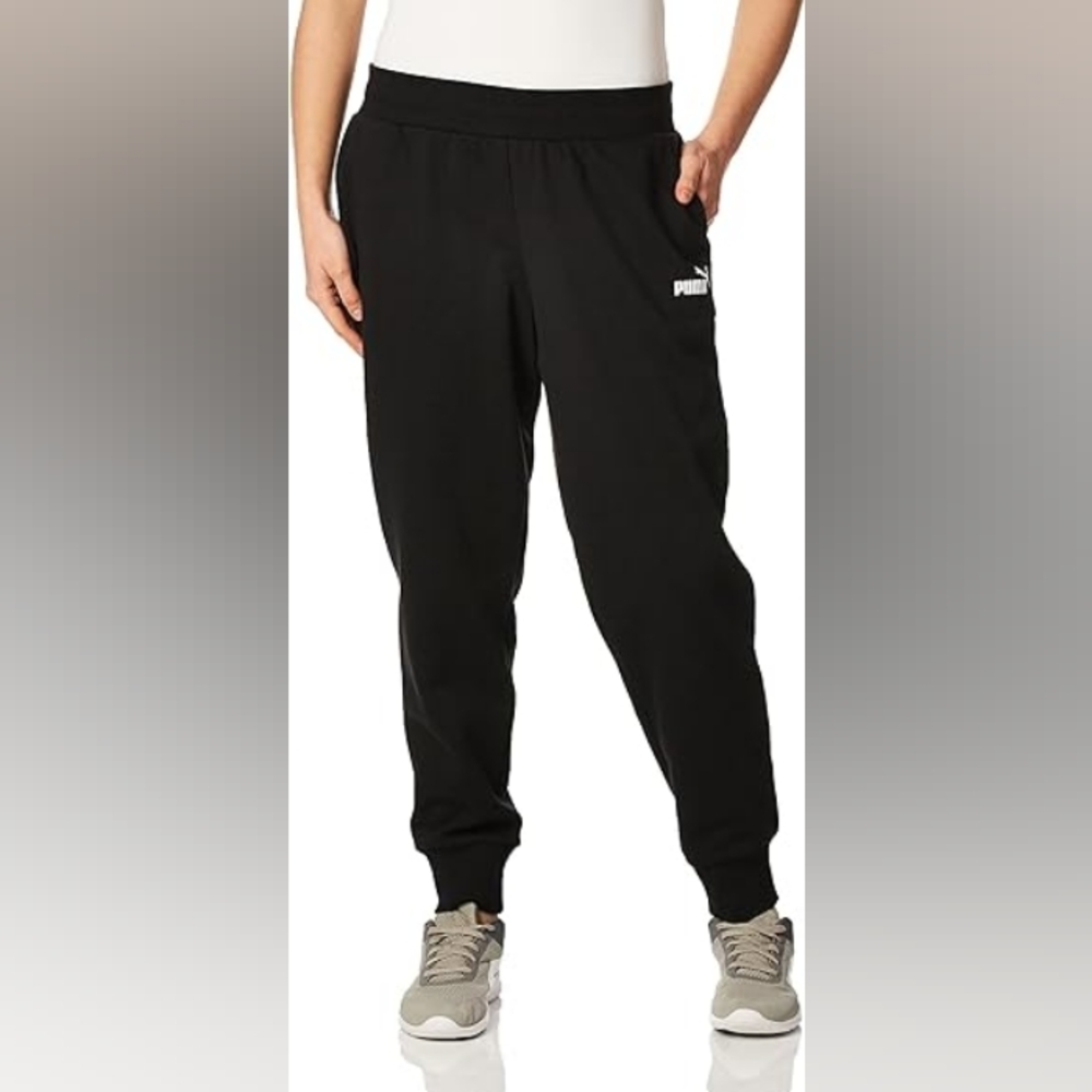 PUMA Women's Essentials Fleece Sweatpants, Black Size L.Preowed
